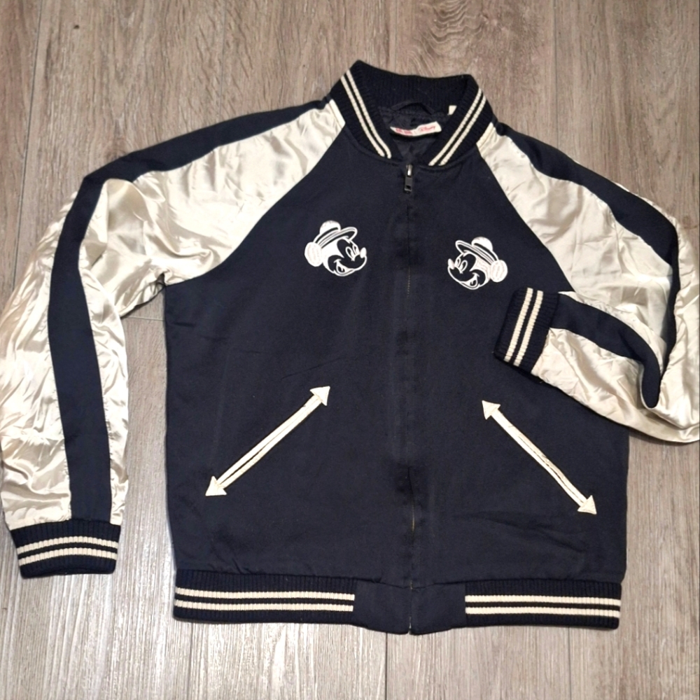 Vintage Disney Mickey Mouse Bomber World Tour Jacket Womans Xsmall Embroidered